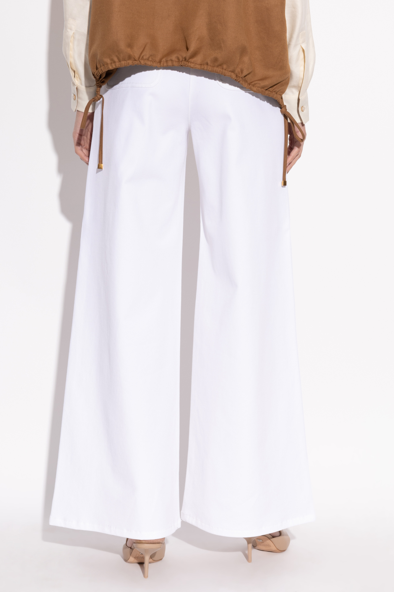 パンツ Max Mara Wide-Leg White Trousers With High Waist Max Mara FINISH wide leg trousers in ecru